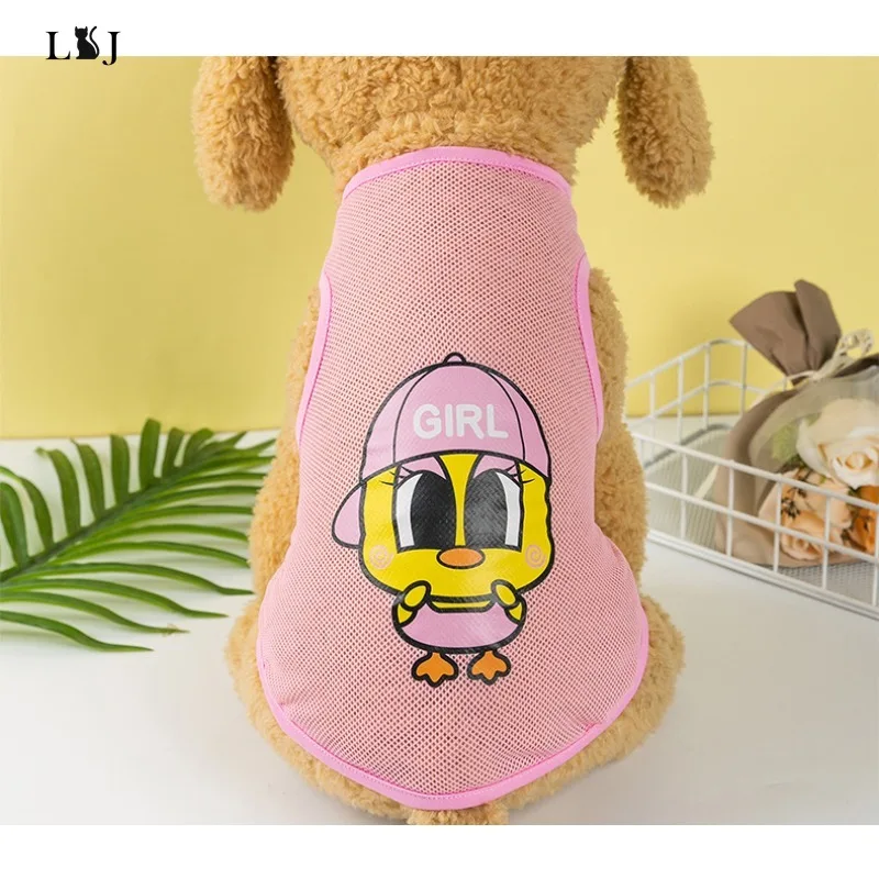 Cute Pet Dog Clothes Summer Thin Mesh Dog Cat Vest Cat Teddy Pomeranian Pet Puppy Breathable Cool Clothing Dog Costume