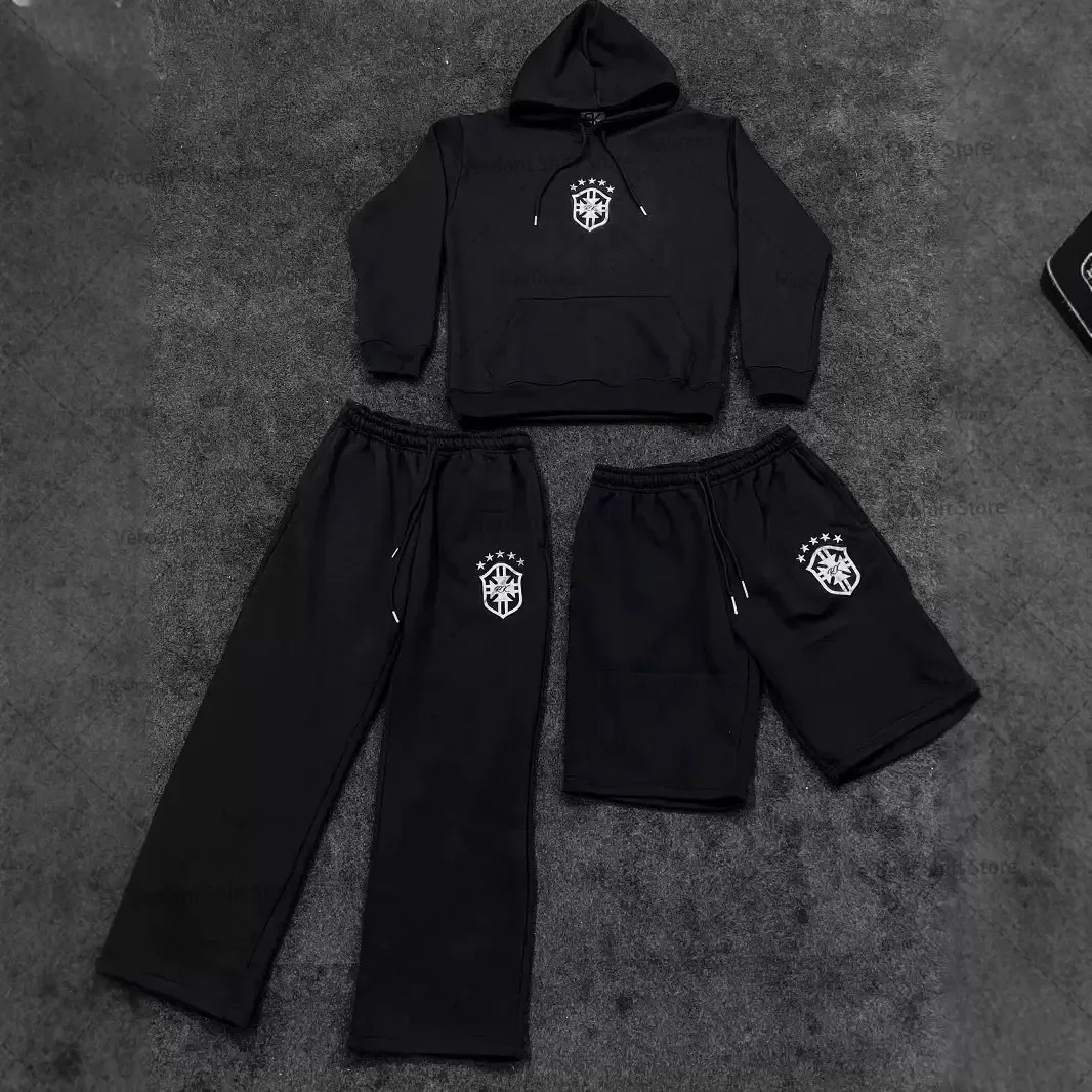 

NewEuropean and American mix and match suit Trend Gothic Harajuku personality couple hoodie Y2K casual loose street hip-hop suit