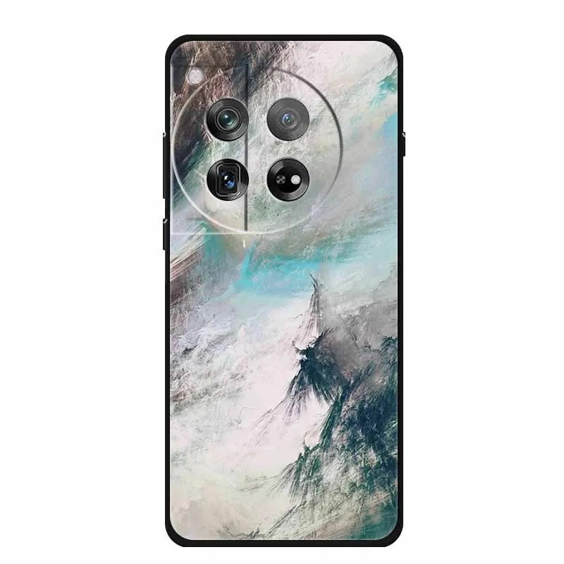 حافظة رخامية لهاتف OnePlus Ace 3 حافظة فاخرة من السيليكون الناعم لهاتف OnePlus 12 OnePlus 12R لون أسود Fundas #3