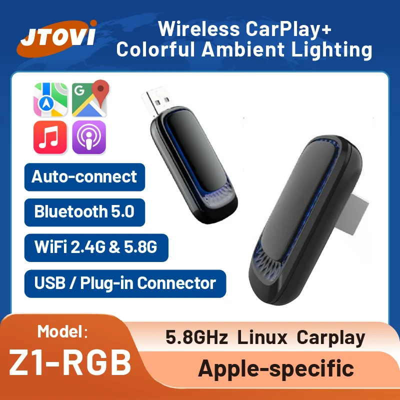 

Universal Wireless CarPlay Colorful Ambient Lighting Apple-specific Auto Plug And Play USB