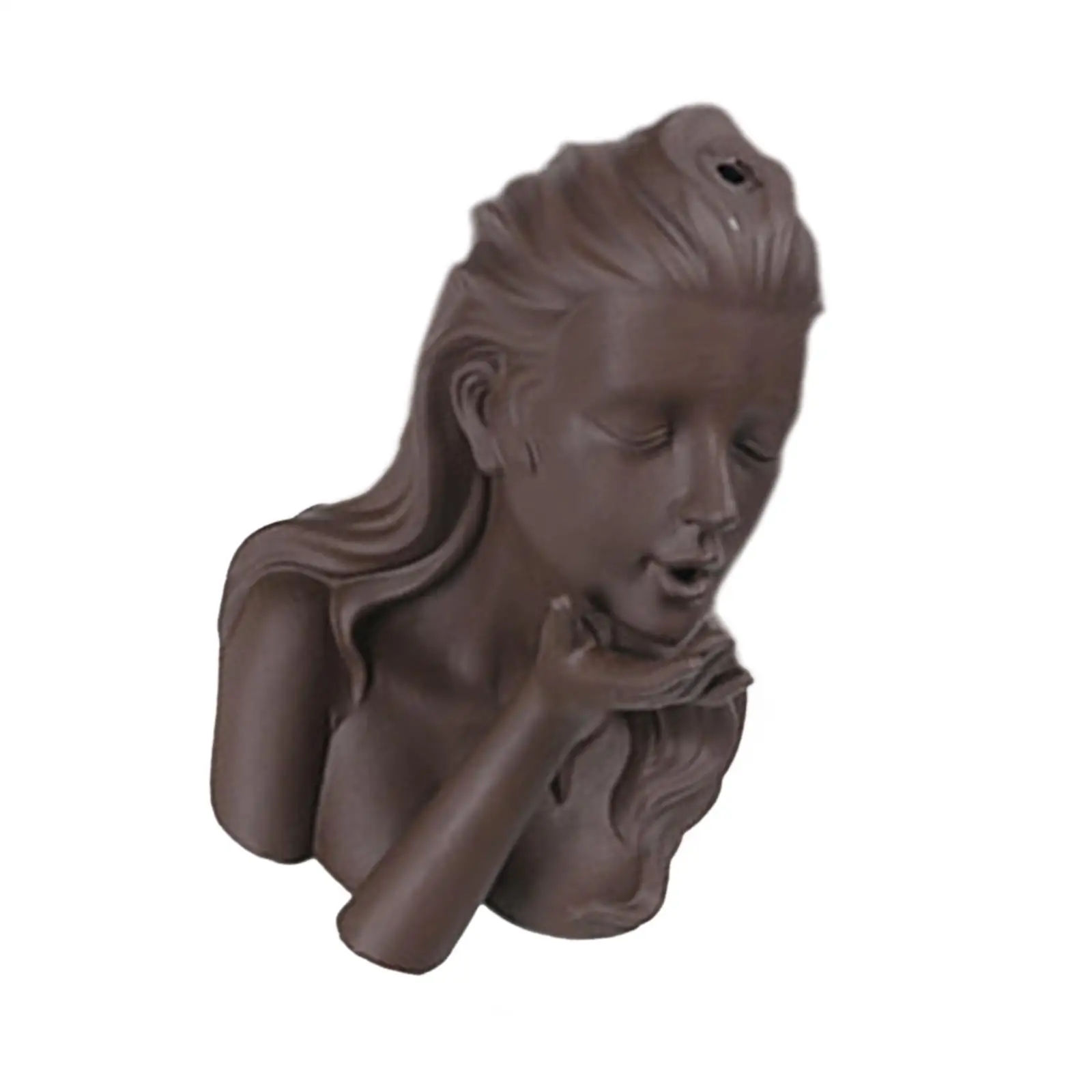 Backflow Incense Burner Woman Face Statue for Study Living Room Bookshelf