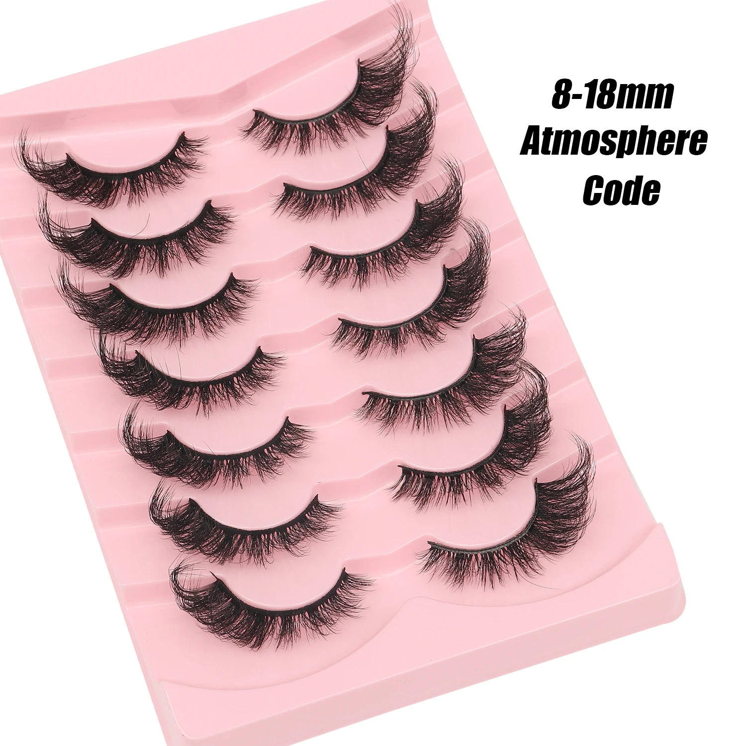 Faux Mink Lash - 7쌍의 풍성한 인조 속눈썹, 8~18mm 혼합