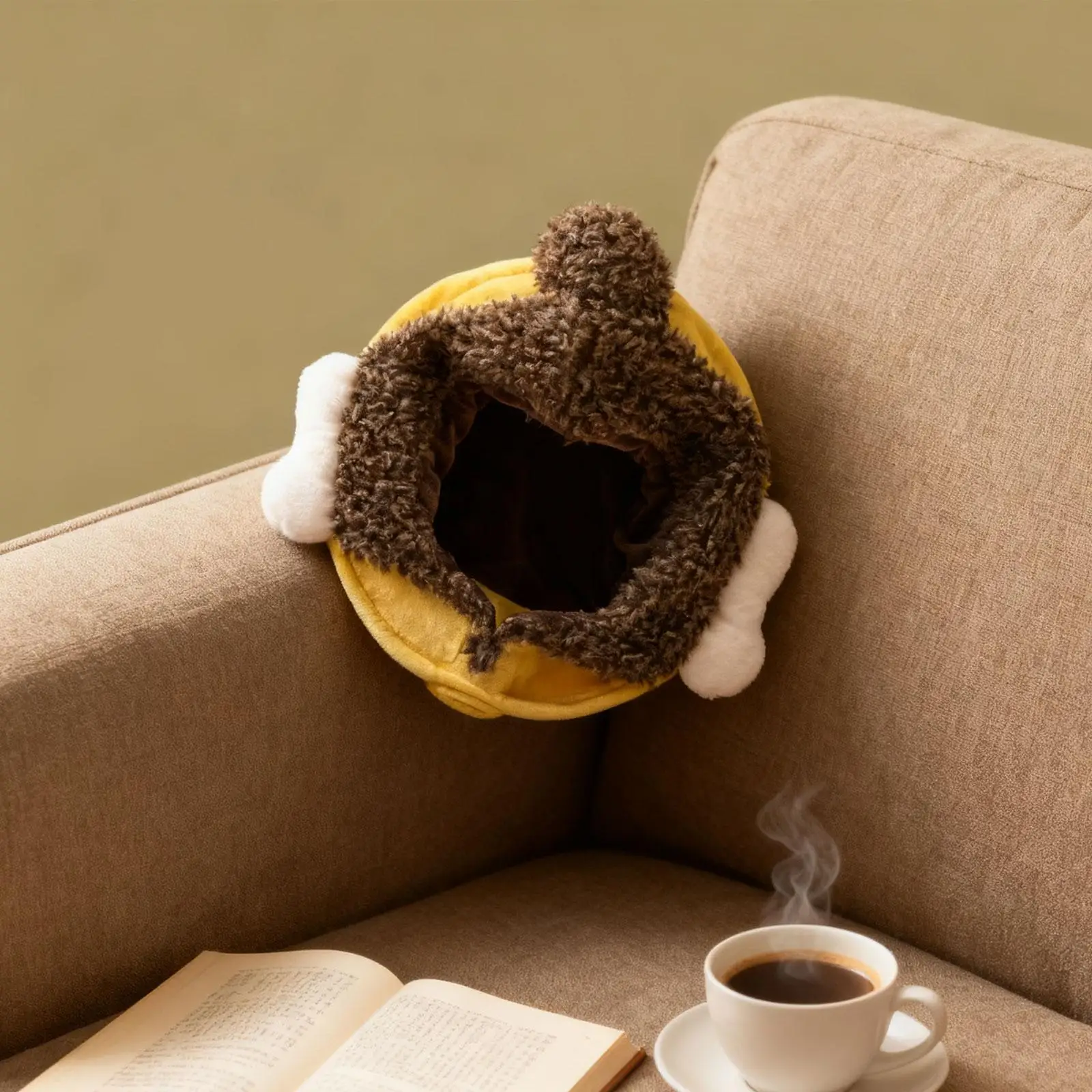 Chapeau tête de bouddha en peluche pour hommes et femmes, accessoire de Costume amusant avec son léger