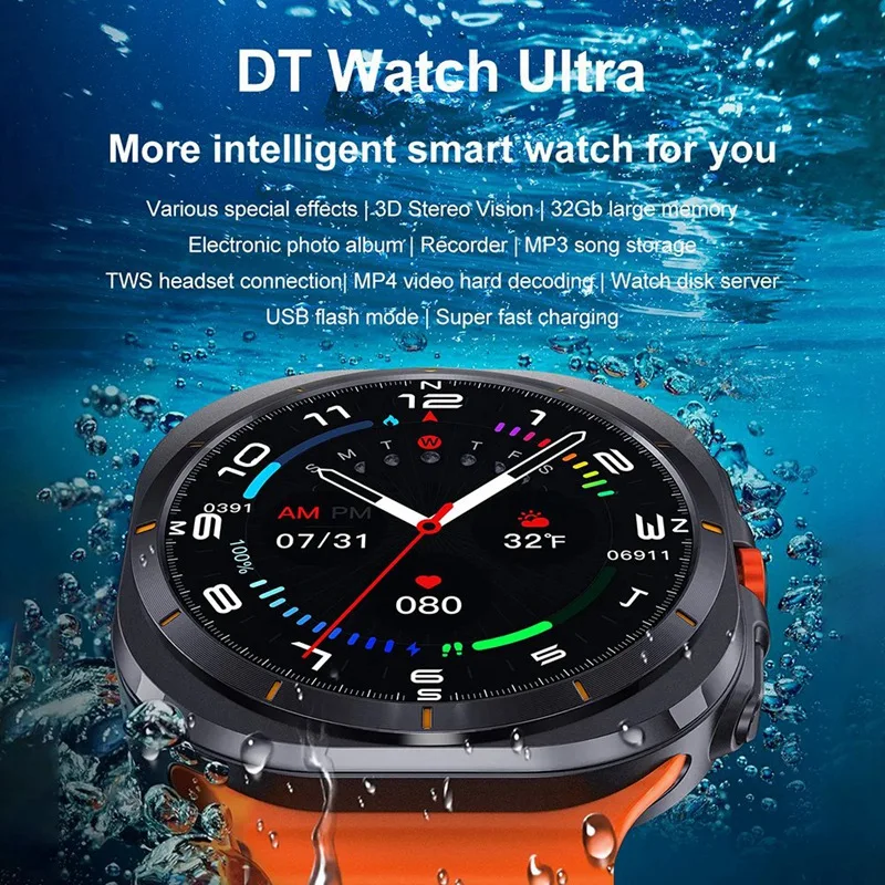 

DT Watch Ultra 47mm Smart Watch Bluetooth Call Compass OrangeJAS