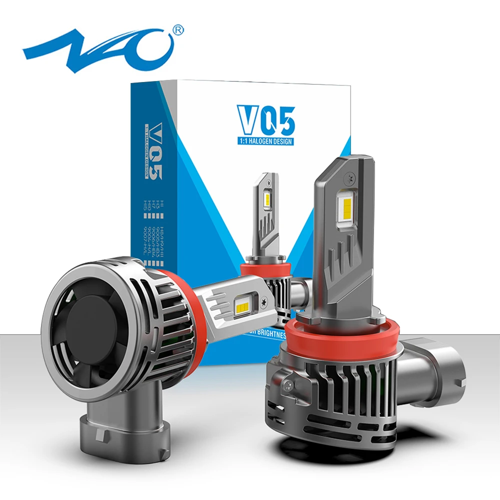 NAO-bombilla de faro Led para coche, lámpara de conducción DRL automática, Canbus, 100W, H11, sin Error, H8, H9, 6500K, luces antiniebla, 9005, 9006, Turbo, ventilador, 12V