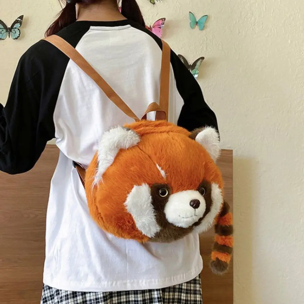 

Stuffed Animal Bag Plush Toy Red Panda Plush Bag Flower Cute Raccoon Backpacks Stuffed Kawaii Plush Doll Schoolbags Children