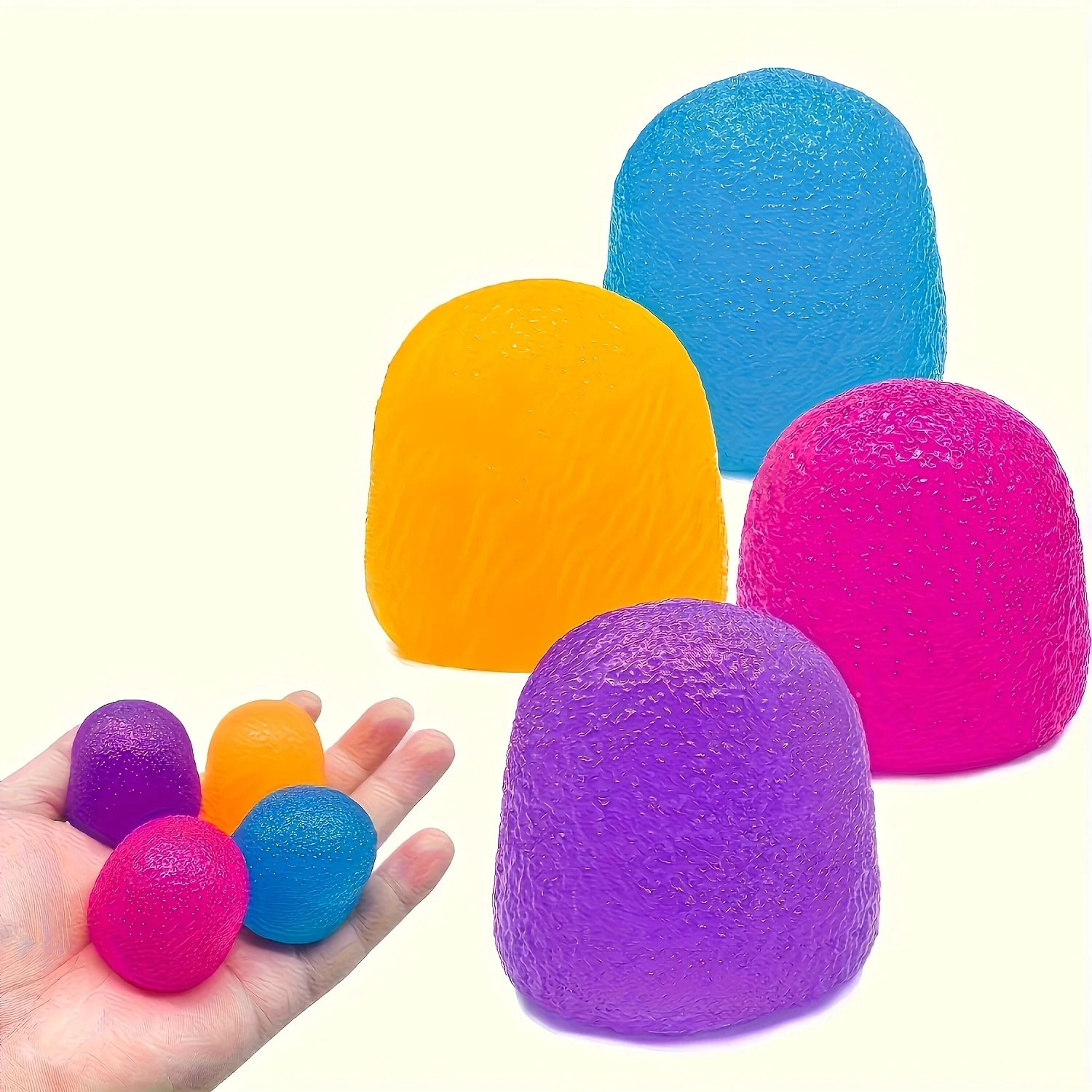 Set of 2 Squeezable Candy-Shaped Stress Relief Toys - With a colorful textured surface, they make the perfect holiday gift