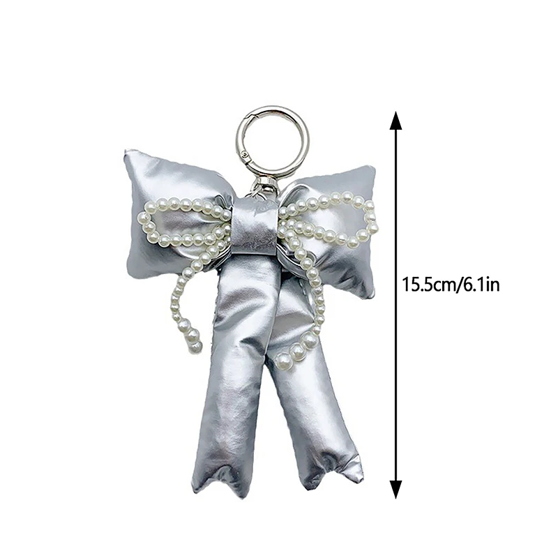 Y2K Korean 3D Bowknot Keychain Fashion Leather Pearl Bow Keyring Creative Key Holder Bag Pendant Handbag Charm For Girl Gifts