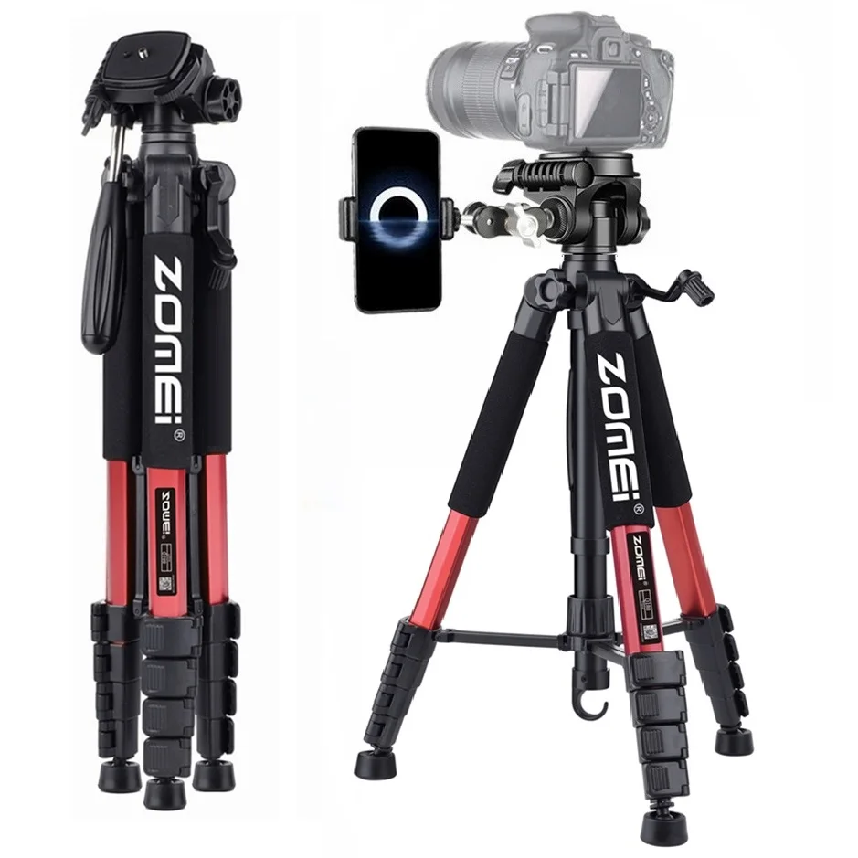 Zomei Travel Camera Tripod with 360 Degree Panorama Photography, 187cm/ 73.6inches Tall Aluminum Phone Stand for Video Recording