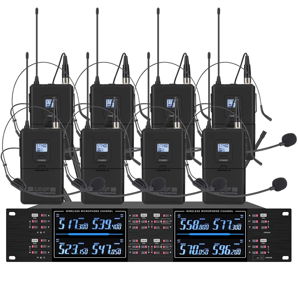 Professional wireless microphone high-frequency, handheld karaoke lavalier microphone, 8-channel stage performance