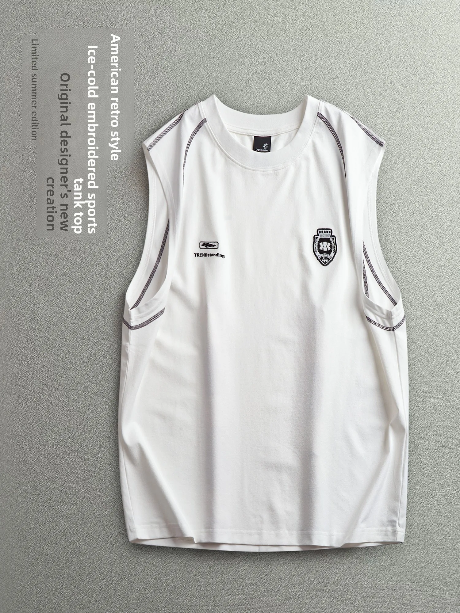 

American Fooall Retro Bae Embroidery Fitn Vest Men's Svel T-irt Summer Loose oulder Pad Men's Clothing