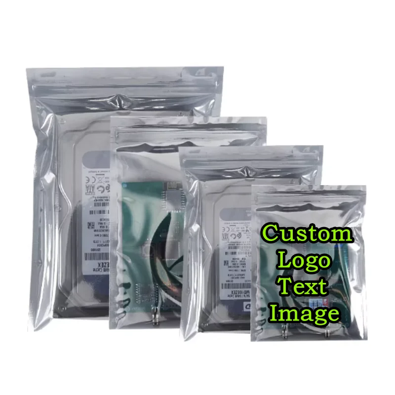 200PCS Anti Static Shielding Ziplock Bag DIY ESD Anti-static Instrument Chip Electronic Accessories Battery USB Logo Pouches