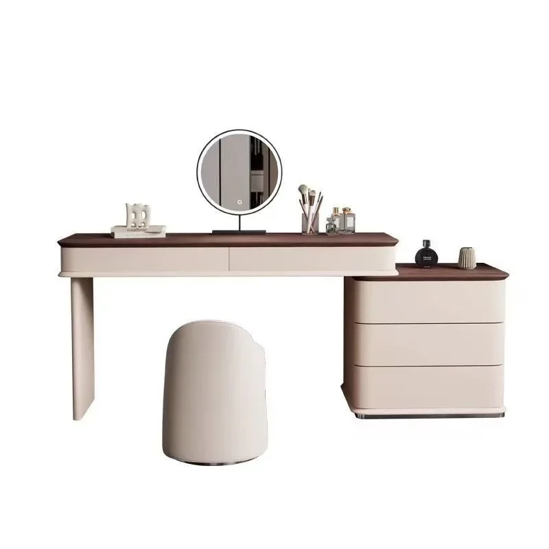 

Light luxury wood grain dresser storage cabinet integrated bedroom pure solid wood makeup table