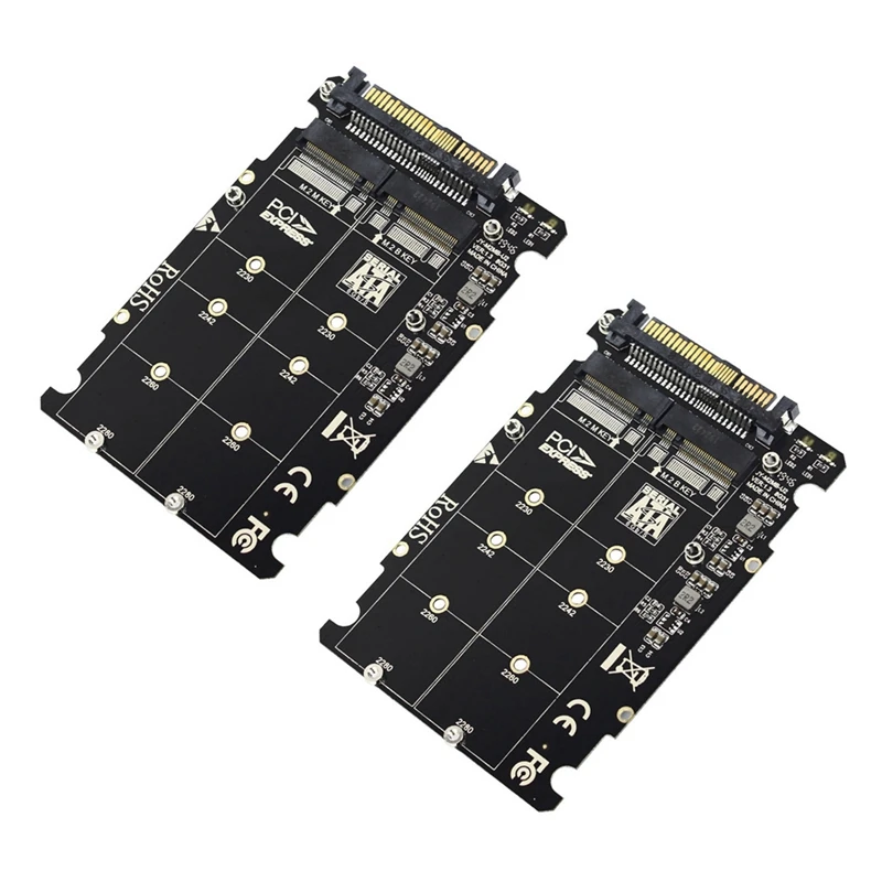 2X,2 In 1 M.2 Nvme SATA U2PCB M.2 NVME SSD Key M Key B SSD To U.2 SFF-8639 Adapter Pcie M2 Converter Desktop Computer