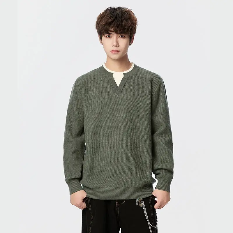 

Мужской вязаный свитер круглый Ne Lazy Sle Faionable Base Layer irt Осень Зима Повседневная одежда Полиэфирное волокно Long Sve