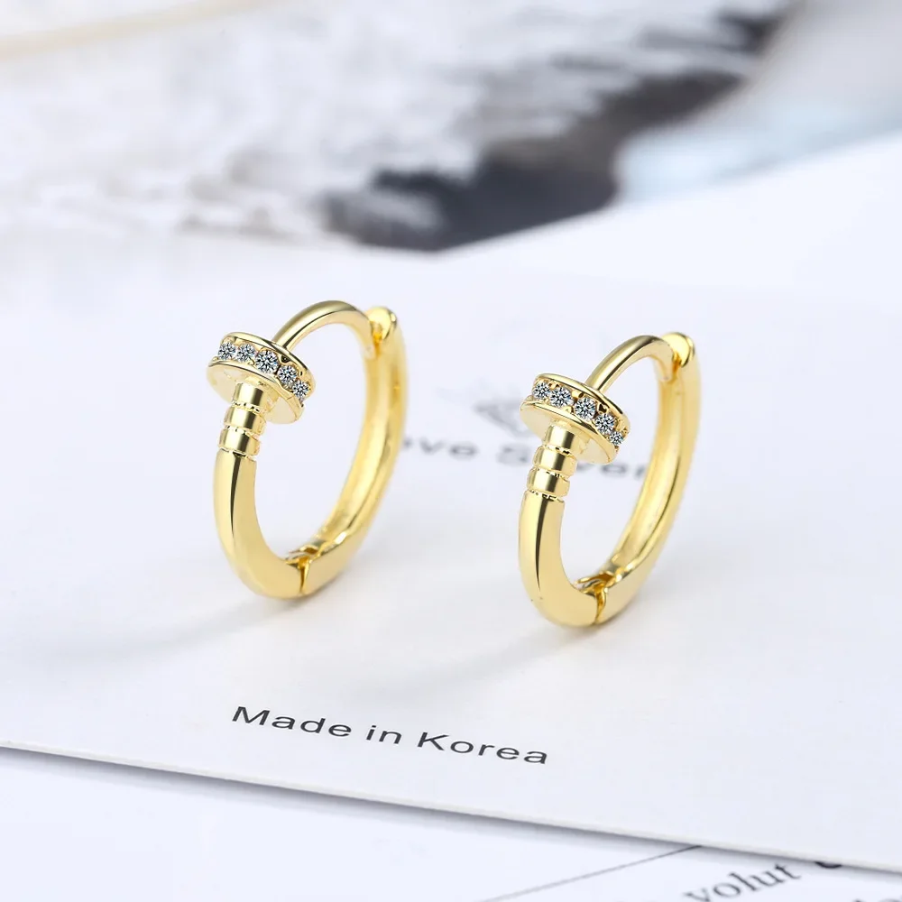 925 Silver needle Smooth Men Women Models CZ Small Earring for Women Earring Sterling-plata-jewelry Prevent Allergy Brinco