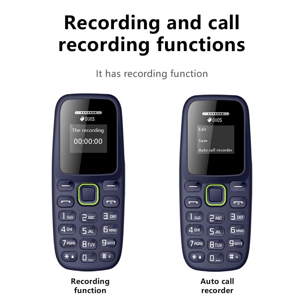 Button Mini Mobile Phone Bluetooth Earphone Dual SIM Cards Low Radiation Pocket Telephone Recording Alarm Backup Phone for Sport