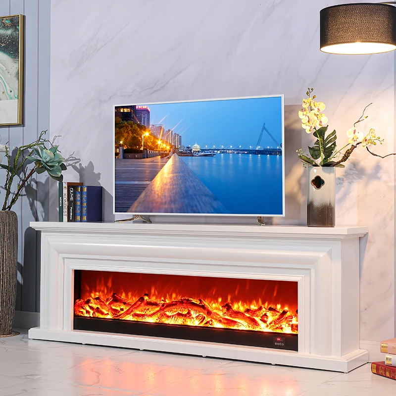 1.3/1/2 meters simple fireplace decorative cabinet American white solid wood fireplace cabinet Nordic TV cabinet background wall