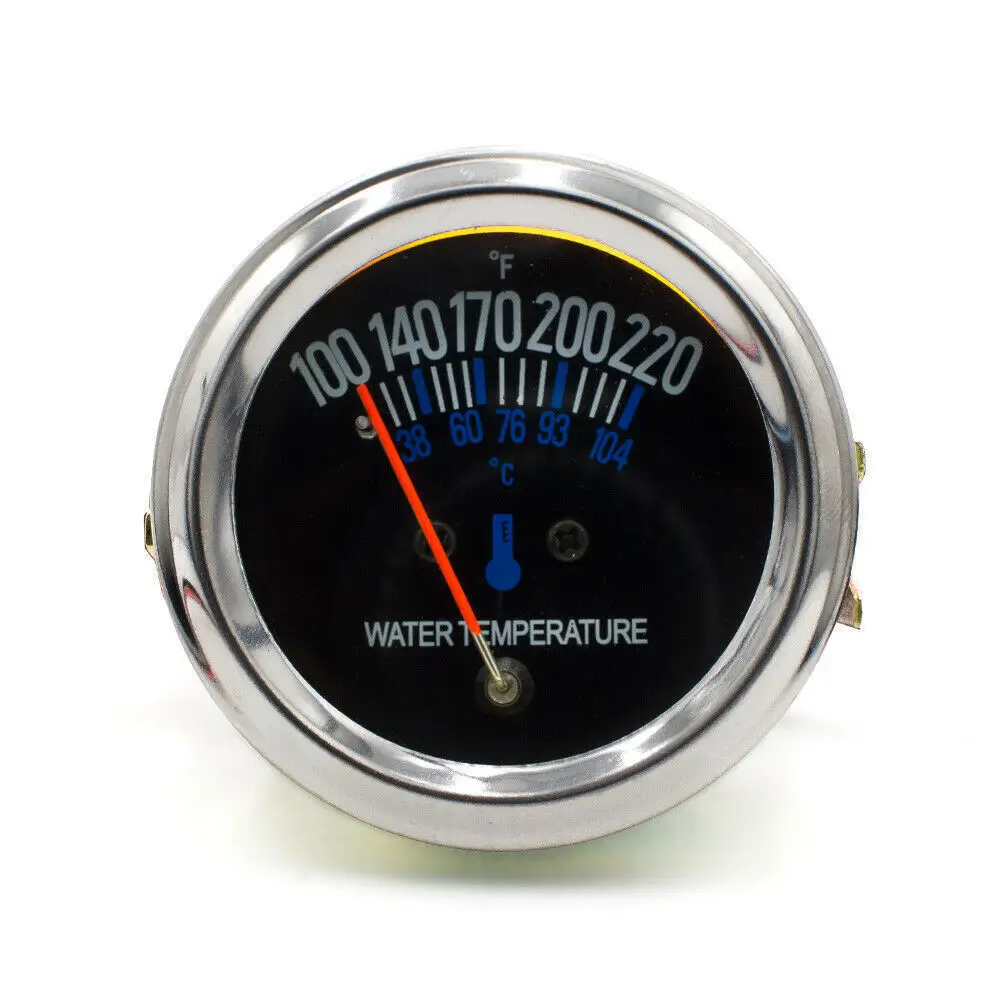 RHAXEL 52mm Mechanical Pointer Water Temp Gauge 38-104℃ 100-220℉ Yellow Light with Temp Sensor 1/2