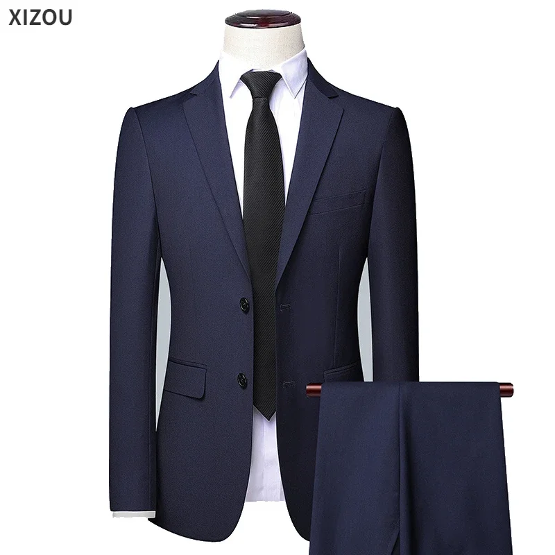 Traje de negocios de lujo para hombre, chaqueta de 3 piezas para boda, 2 conjuntos elegantes, chaleco, pantalones, abrigos formales, chaquetas