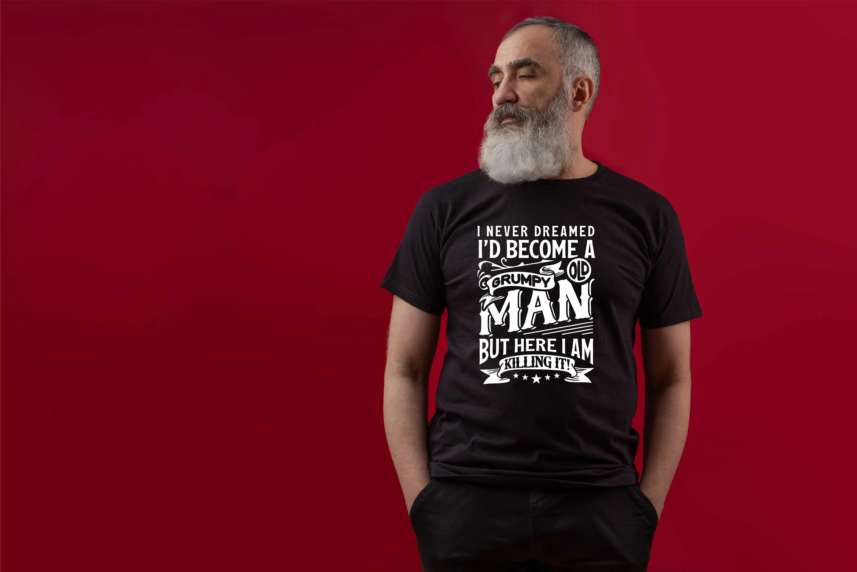 تي شيرت قطني للرجال لا أحلم أبدًا أن أصبح رجل عجوز غاضب هدية عيد ميلاد مضحكة تي شيرت رجالي جديد برقبة دائرية وأكمام قصيرة تي شيرت #2