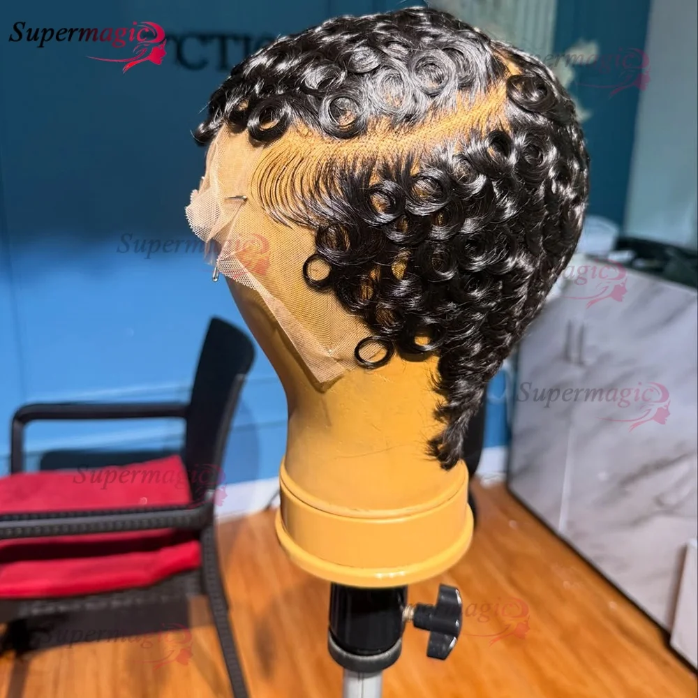 180 Dichte Lockige Glueless Perücken 13x4 HD Transparente Lace Front Echthaarperücken Brasilianisches Virgin Remy Echthaar Perücken zum Anziehen und Verlassen – Detail 6