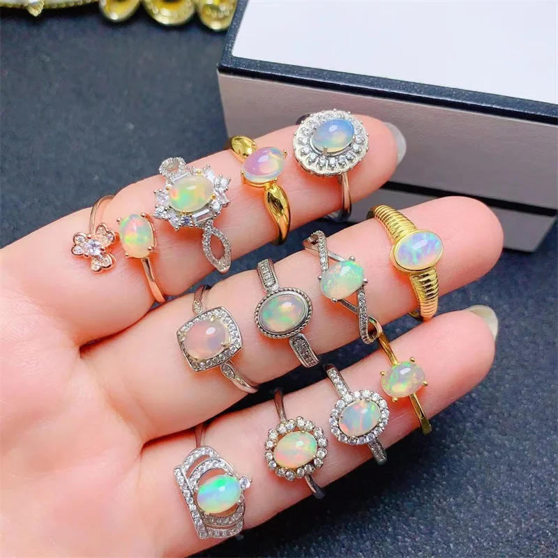 

Authentic S925 Silver Natural Opal Ring 5x7mm Women Girl Lady Gift Fine Jewelry with Certificate