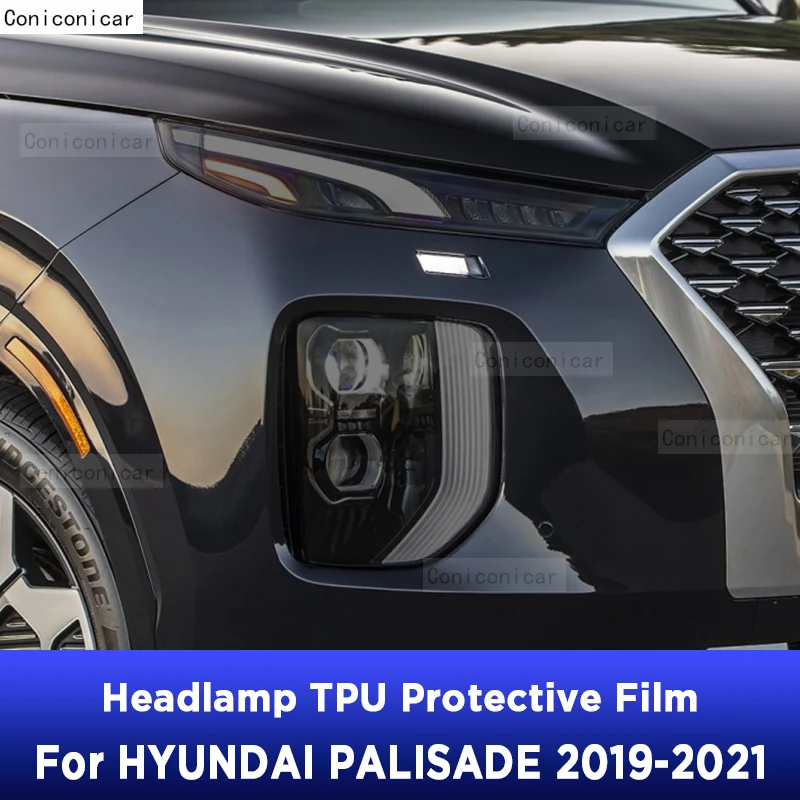 

Car Headlight Protection Smoked Black Tint Anti-Scratch Protective Film TPU Stickers For HYUNDAI PALISADE 2019-2021 Accessories