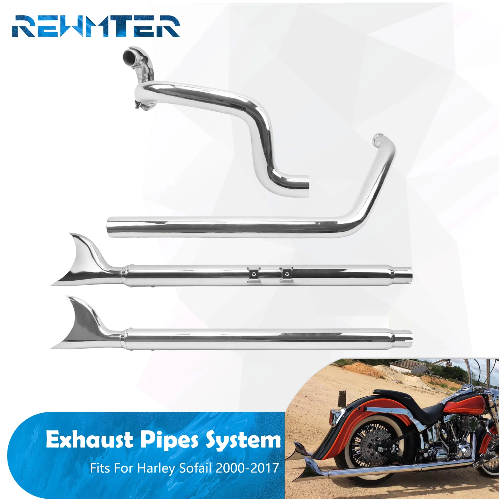 

Motorcycle Exhaust Pipe Dual Exhaust System Kit For Harley Softail Fatboy FLSTF Deluxe 2007-2017 Breakout FXSB 13-16 Accessories