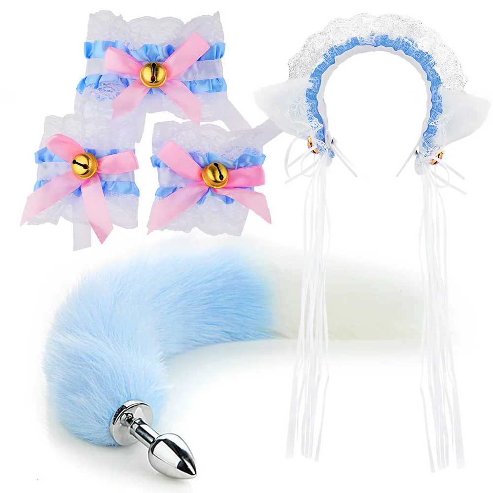 Adult sex toys tail set 5-piece back court fox tail anal plug flirting play factory wholesale SM