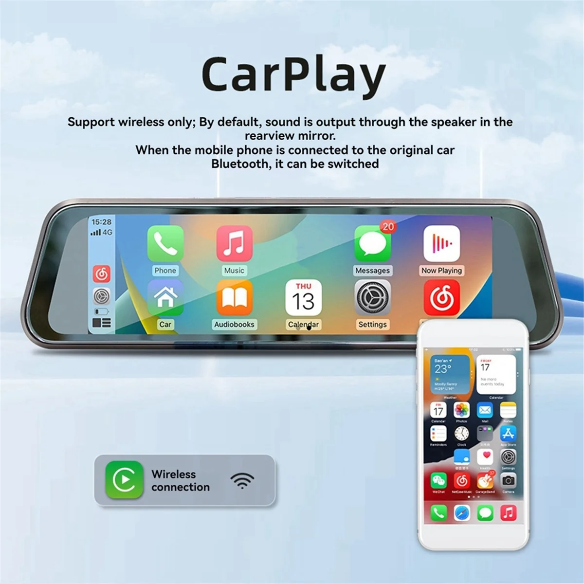 New Rearview Mirror Recorder 9.36 Inch Carplay Driving Recorder Streaming Media HD Large Screen Bluetooth