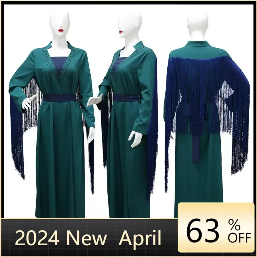 Muslim Abayas Hijab New Middle Eastern fringed robe Prayer Dress Women Kaftans Islamic Dubai Saudi Robe Turkish Modesty