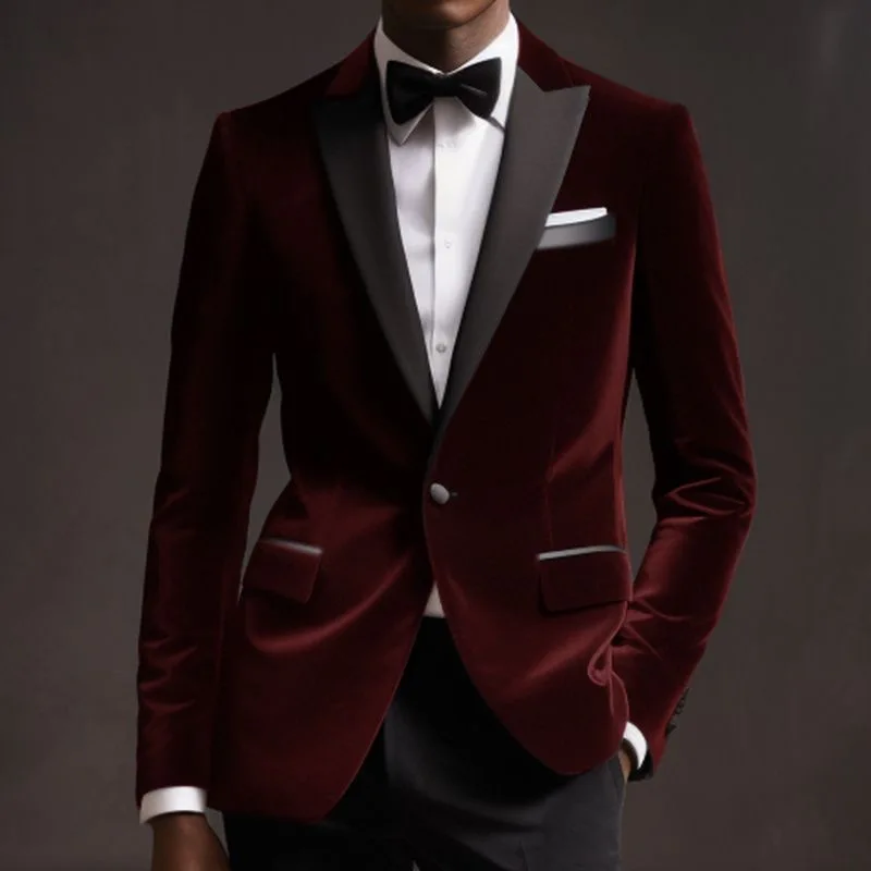 

90 Groom wedding suit tuxedo banquet host performance high-end suede suit