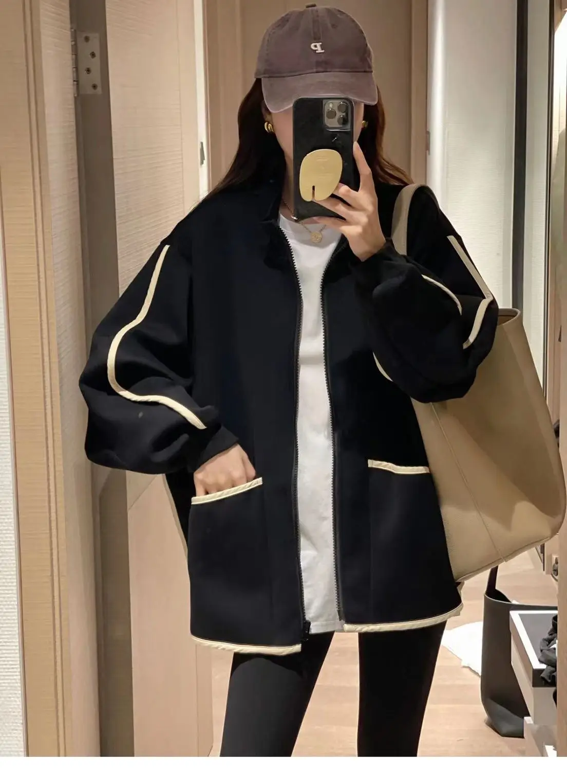 Sudaderas con capucha a rayas para mujer, con cremallera, media universidad, fiesta navideña, elegancia, apliques coloridos, luz para todas las estaciones, hermosa