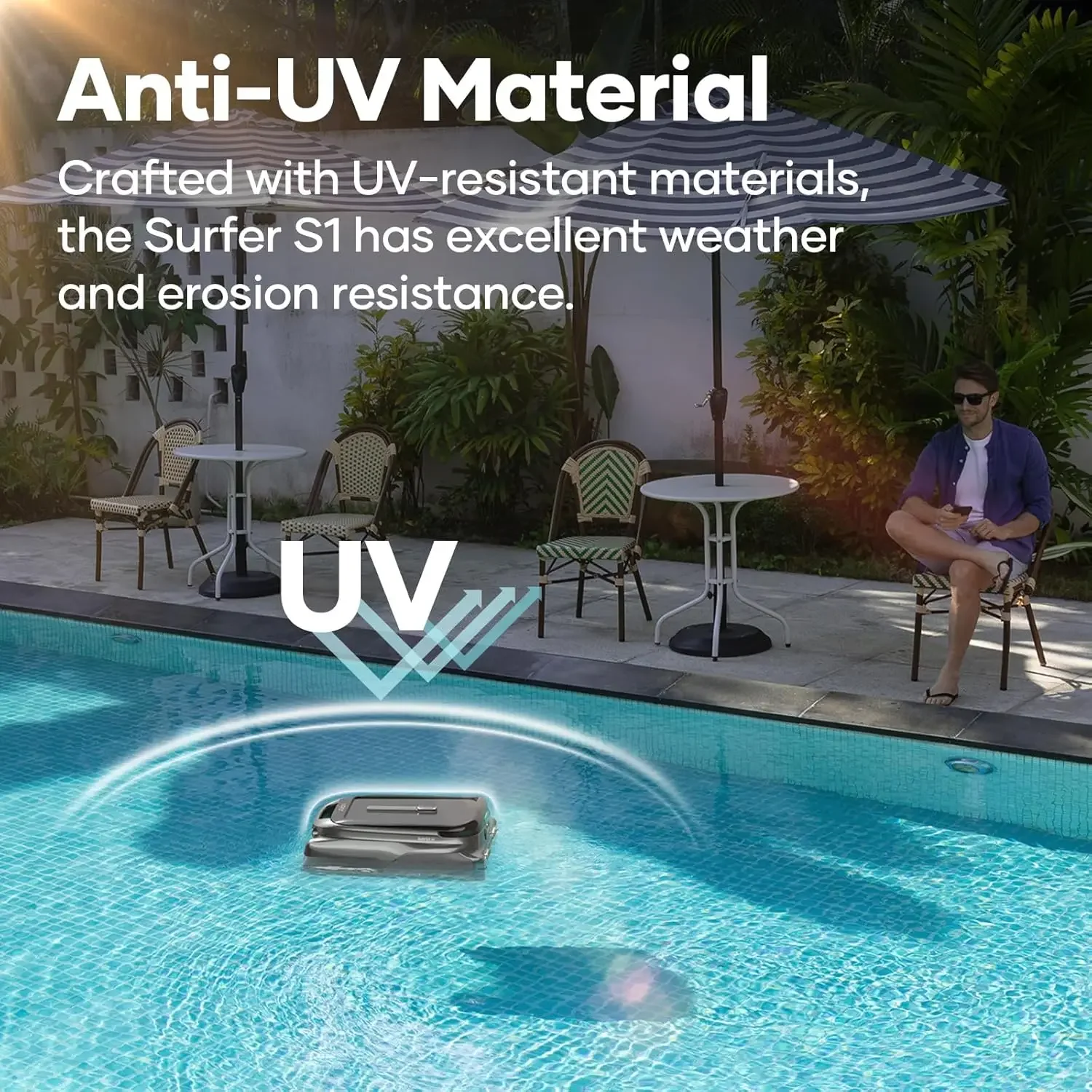 Pool Skimmer Solar Automatic Pool Skimmer Robot with APP Support, Solar Powered and Battery Powered for Continuous