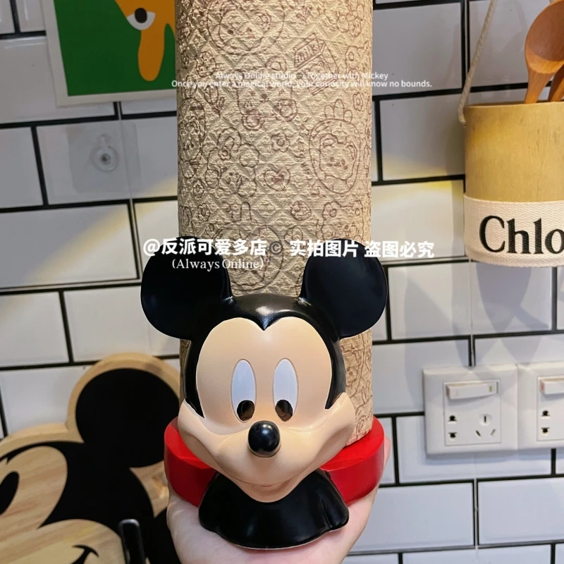 Disney Anime Hobby Mickey Mouse Minnie Creative Kitchen Upright Paper Towel Hanger No Punch Lazy Cartoon Rag Tissue Holder