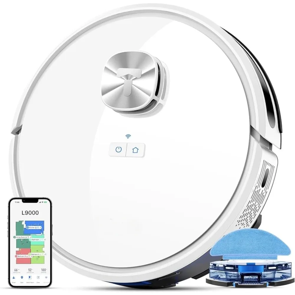 

Robot Vacuum and Mop Combo, L9000 Robotic Vacuum Cleaner, 4000Pa Suction, 150Mins Max, Smart Mapping, Ideal for Pet Hair