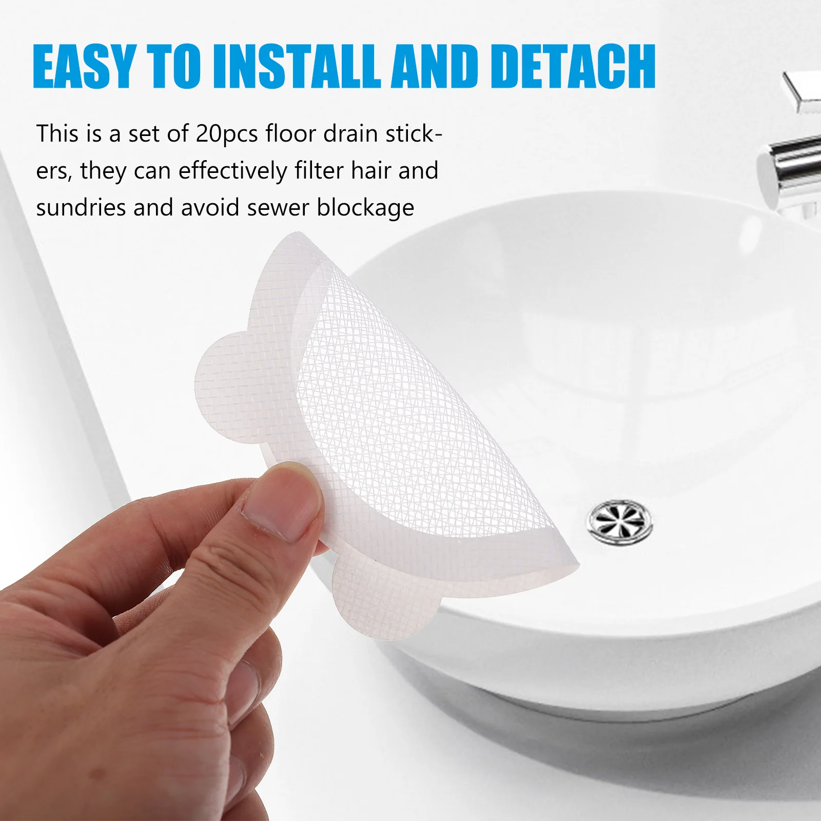 

20Pcs Floor Drain Stickers Self-Adhesive Hair Filter Stickers for Drain Hole Blocking Prevention Suitable for Bathtub Shower