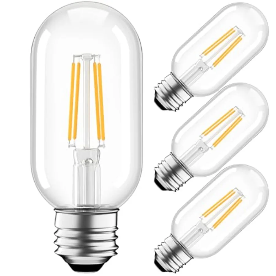 

Vintage T45 LED Bulbs Non-Dimmable, 40W Eqv. E26 Edison Filament Light Bulbs, 2700K Soft White, 400LM Globe Shape for Chandelie