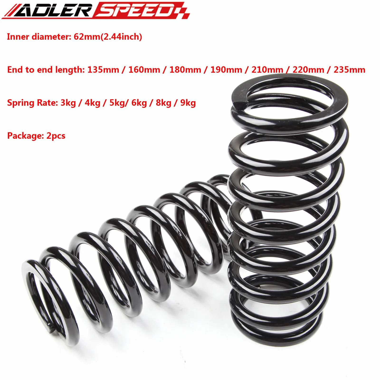 ADLERSPEED 2PCS 62mm Adjustable Coil Springs, Coilovers Springs - 4kg /5kg /6kg /3kg/ 8kg /9kg