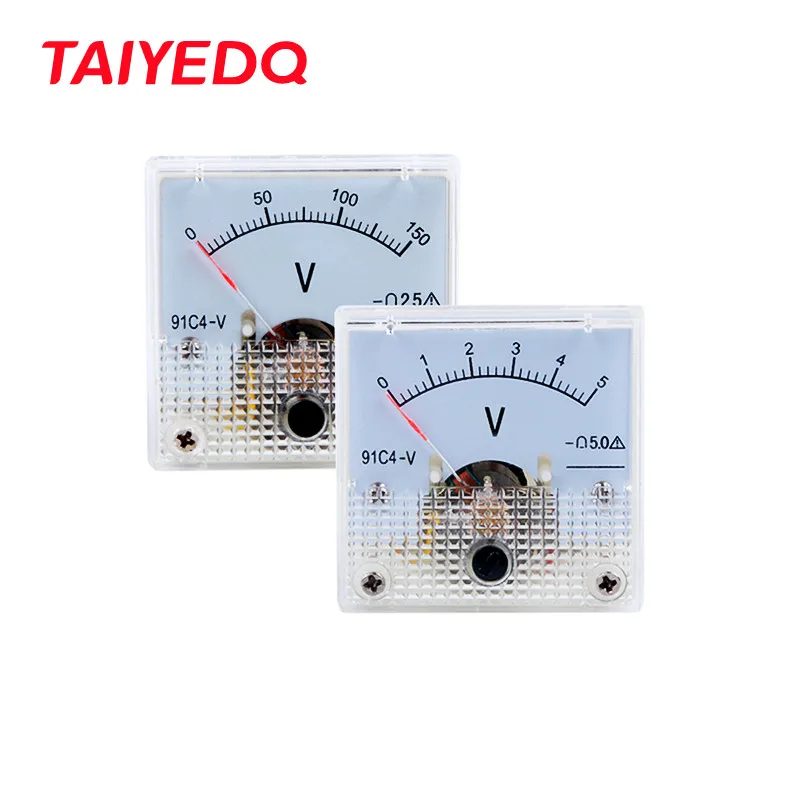 DC Voltmeter Analog Voltage Meter Mechanical Pointer Type 91C4-V Volt Meter 45*45mm