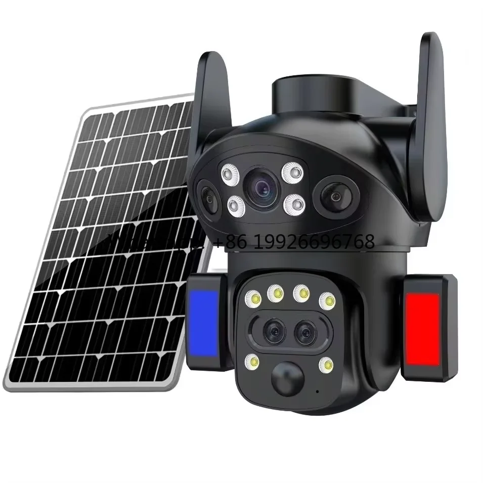 Real 3 Lens  Intelligent Solar Energy Alarm Dome Camera 4G Solar Camera V380PRO Outdoor Solar 10x Zoom Camera