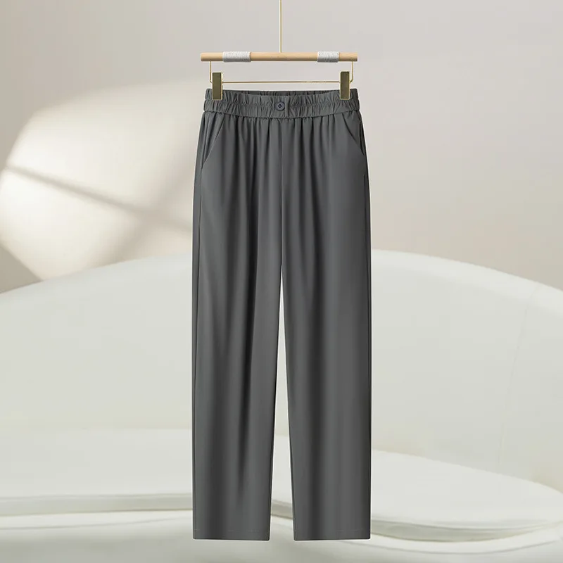 

Узкие повседневные брюки для женщин, весна-лето, тонкие универсальные свободные девятиточечные прямые шаровары с эластичной резинкой на талии
