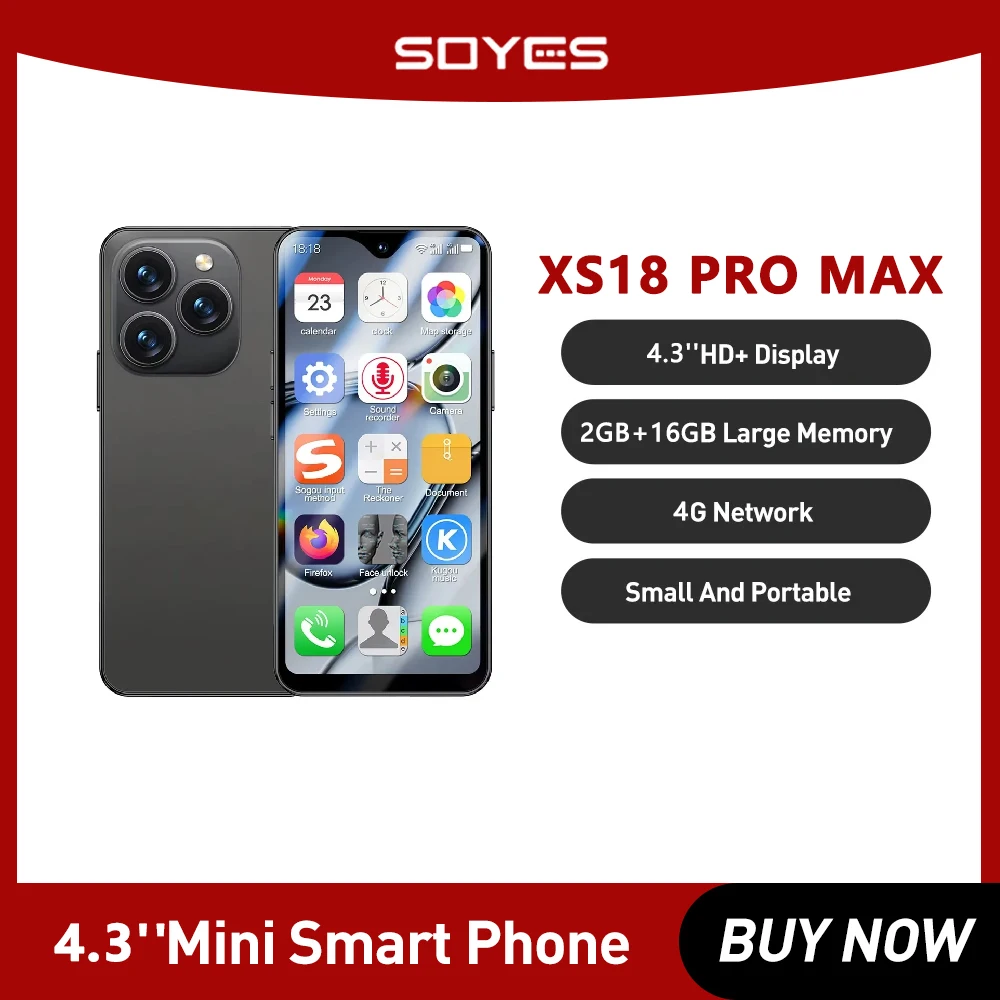 SOYES XS18 Pro Max 4G Mini Smartphone Android 8,1 4,3 pulgadas 2GB + 16GB teléfono móvil 2750mAh Google Play Store pequeño teléfono móvil OTG