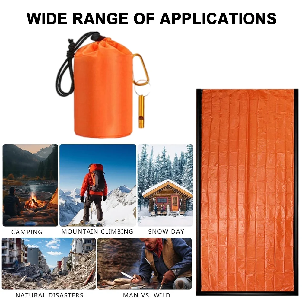 Portable Thermal Bivy Sacks Waterproof Survival Bivvy Bags with Stuff Sack & Whistle Camping Sleeping Bag Outdoor Survival Gear