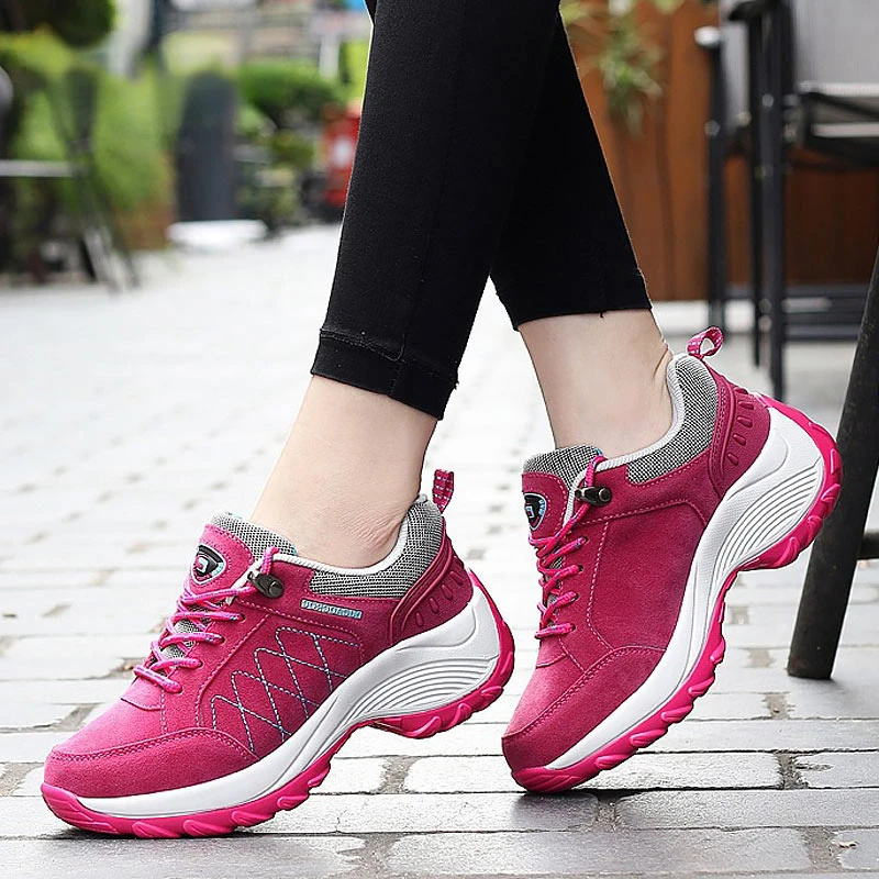 Women's Sports Shoes 2023 Fall Thick  Cushion Heightening Casual Running Shoes Non-Slip Comfortable Hiking Shoes for Women