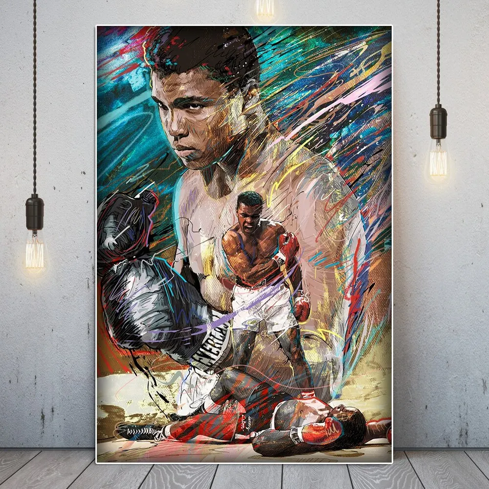 Arte de Graffiti callejero, leyendas de boxeo, retrato de Tyson Ali, póster en lienzo impreso, arte de pared para gimnasio deportivo, decoración para la habitación del hogar