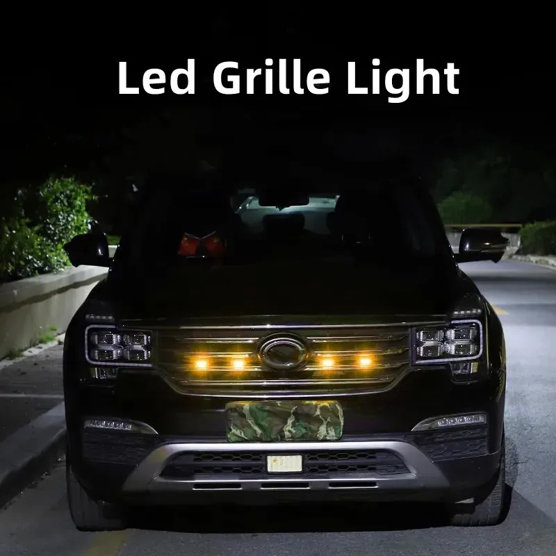 

Led Car Front Grille Lighting Universal 12smd Daytime Running Light For Pickup SUV Auto Central Grid Warning Fog Light 12V