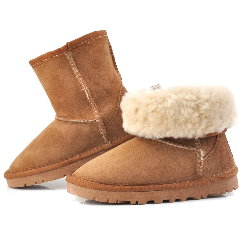 

Зимние детские зимние ботинки высокого качества, классические ботинки до середины икры из натуральной овчины с натуральным мехом для девочек и мальчиков, модная детская теплая обувь