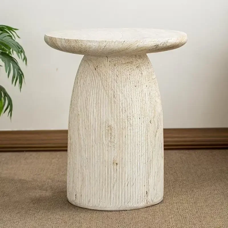 Magnesium Oxide Side Table for Living Room, Coffee Table for Balcony , Round Corner Table, Movable Bedside Table for Bedroom